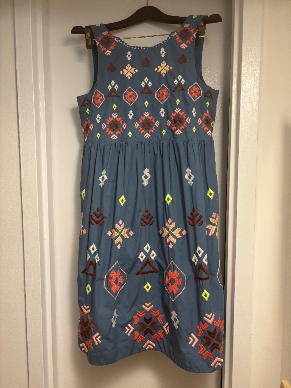 NWT Anthropologie Dolly Embroidered Midi Dress - Size M - Wedgewood, Rare Color!